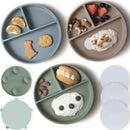 Moonkie Suction Plates for Baby | 100% Silicone BPA-Free Baby Plates with Lids and Food Cover | Divided Design | Microwave and Dishwasher Safe | Toddler Plates 3 Pack by TinyTreasures Baby Boutique