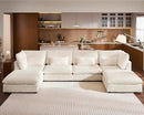 Oversized Modular Sofa, Extra Deep Cloud Corduroy Sectional Couch with Ottoman Chaise, Fluffy Chenille 6 Seat U-Shaped Sofa for Living Room, Villa (U Shape 6 Seater, Corduroy White) by CozyNest Decor