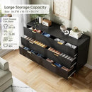 GAOMON 6 Drawer Dresser, Wood Chest of Drawers Organizer Storage with Gold Handle, Large Storage Cabinet, Modern Design Dresser for Bedroom, Living Room, Closet, Hallway, Entryway, Black by CozyNest Decor