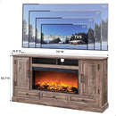 Fireplace TV Stand for 80 Inch TV, 35.7" Tall Farmhouse Entertainment Center W/36'' Electric Fireplace, Media Console with Large Storage Cabinets and Drawers for Living Room, Light Brown by CozyNest Decor