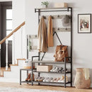 IDEALHOUSE Hall Tree with Bench and Shoe Storage Parent-Child Coat Rack Shoe Bench Industrial Coat Tree Entryway Large Organizer with Shoe Rack, Storage Cubbies, Hooks, and Top Shelf by CozyNest Decor