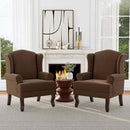 Accent Chair, High Back Upholstered Armchair with High Resilience Sponge & Wood Legs, Mid-Century Modern Comfy Single Sofa Reading Chairs for Living Room, Bedroom (Brown, Set of 2) by CozyNest Decor