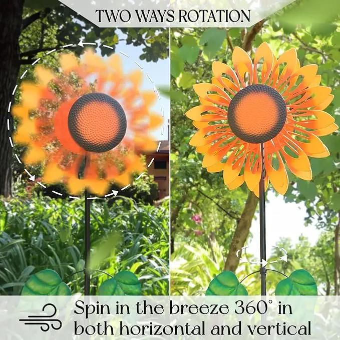 Wind Spinners for Yard and Garden Large, Wind Spinner Outdoor Metal Large, 84 Inch Wind Sculptures Birthday Gifts for Women(Double Sided Sunflower), photo 3 of 9