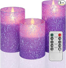 Purple Flameless Candles with Remote and Timer, Flickering Real Wax Battery Operated Candles, Set of 3 LED Pillar Candles for Halloween Christmas Wedding Home Decor by CozyNest Decor