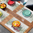 Red Truck Christmas Placemats Set of 4, 12x18 Inch Green Pine Tree Snow Xmas Table Mats Seasonal Rustic Farmhouse Linen Fabric Place Mats for Winter Holiday Party Kitchen Dining Decor by CozyNest Decor