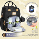 RUVALINO Diaper Bag Backpack-Multifunction Baby Travel Bag with Changing pad, Insulated Bottle Holders & Pacifier Case, Large Capacity, Waterproof, Black Leopard by TinyTreasures Baby Boutique