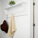 WEBI Coat Rack Wall Mount with Shelf,8 Peg Hooks,34" Long Entryway Wall Shelf with Hooks Underneath for Hanging Coats,Caps,Jacket,Clothes,White by CozyNest Decor