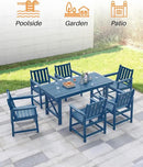 HDPE Patio Dining Set, 5-Piece Outdoor Table and Chairs with Umbrella Hole, Modern Outdoor Dining Set for 4, HDPE Outdoor Patio Furniture Dining Sets for Deck, Poolside, Porch, Navy by CozyNest Decor