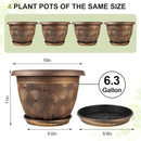 16 Inch Large Planter Pot for Plants Indoor Outdoor, 4 Pack Plastic Flower Pots with Drainage Hole & Tray, Modern Decorative Garden Pot with Saucer, Plant Container for House by GreenHaven Gardens