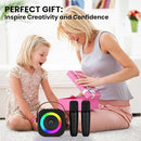 Mini Karaoke Machine, Portable Bluetooth Karaoke Speaker with 2 Wireless Microphones and Party Lights for Kids and Adults, Birthday Gifts for Girls Boys Family Home Party by TinyTreasures Baby Boutique