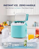 EUHOMY Countertop Ice Maker Machine with Handle, 26lbs Per Day, 9 Ice Cubes Ready in 6 Mins, Auto-Cleaning Portable Ice Maker with Basket and Scoop, for Home/Kitchen/Camping/RV (Green) by CozyNest Decor