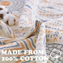 jinchan Boho 100% Cotton Muslin 50x60 Throw Blanket Lightweight 4-Layer Orange Multi Reversible Blanket Washable Breathable Decorative Geometric Striped Pattern Soft Comfy for Couch Bed All Seasons by CozyNest Decor