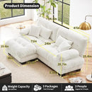 Loveseat Modular Sectional Sofa, L Shaped Couch with Ottoman, Cloud Couch Sectional Couch Home Sofa Living Room Oversized Couch Deep Seat Couch with Round Bolster Armrests 4 Pillows(White) by CozyNest Decor