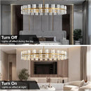 Modern 48 inch Gold Round Chandelier Light Fixture,Crystal Chandeliers for Dining Room,Living Room, Wagon Wheel Chandelier Over Table, Chandeliers for Bedroom,Foyer,G4 Bulbs Included by CozyNest Decor