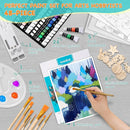 koseibal Acrylic Art Set with 24 Acrylic Paints, 8 DIY Wooden Stencils 5 Canvas Panels 8 Brushes, Table Easel, Etc, Painting Supplies Kit for Kids Students Artists and Beginner. by TinyTreasures Baby Boutique