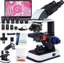 40X-2500X Binocular Microscope, WF10x and WF25x Eyepieces, LED Illumination, with Specimen Handpiece Holder, for Beginners, Microscope for Adults by TinyTreasures Baby Boutique