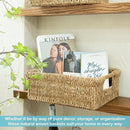 Large Natural Wicker Basket Rectangular with Wooden Handles, Seagrass Storage for Organizing, Shelves 15.5 x 10.6 x 5.5 inches by CozyNest Decor