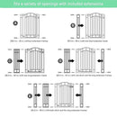 Ingenuity Multi-Use Decorative Extra Tall Walk-Thru Baby Gate, Fits Openings 28.5-48 Inch (Pack of 1), Black Metal, for Doorways and Stairways, 36' Tall Baby and Pet Gate, Black, One Size by TinyTreasures Baby Boutique