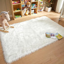 AMTOVO Faux Fur Sheepskin Rug for Living Room, 4 x 6 ft White Fluffy Area Rug for Bedroom, Playroom, Luxury Room Decor, Rectangle by CozyNest Decor