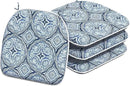 Indoor/Outdoor Chair Cushions 16x17 Inch, Patio Chair Cushions with Ties, All Weather Seat Cushions for Patio Furniture Home Garden Chair Use, Set of 4,Medallion Blue by GreenHaven Gardens
