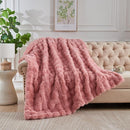 Lotus Karen Faux Fur Throw Blanket Old Pink - Big Bubble Rabbit Fluff Blanket for Couch, Small Fluffy Fuzzy Cozy Blanket, Thick Furry Plush Shaggy Blankets, 50x60 Inches by CozyNest Decor