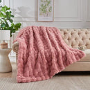 Lotus Karen Faux Fur Blanket Old Pink - Big Bubble Rabbit Fluff King Blankets for The Bed, Large Fluffy Fuzzy Cozy Blanket, Thick Furry Plush Shaggy Blankets, 108x90 Inches by CozyNest Decor