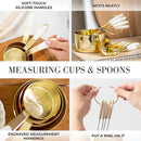 Styled Settings White and Gold Kitchen Utensils Set - 15-Piece BPA free, Non-Scratch, Utensils Set Includes White Silicone Cooking Utensils and Measuring Cups and Spoons by CozyNest Decor