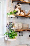 CEDAR+PINE 3-Tier Lined Hanging Fruit Basket Natural Woven Cotton with Strong Jute Rope Hanger in Gift Box Modern Hanging Basket for Kitchen by CozyNest Decor