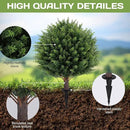 Artificial Cedar Topiary Ball Tree 23" with Ground Spike, Set of 2 Artificial Boxwood Bushes for Faux Shrubs, Fake Evergreen Faux Plant for Indoor Outdoor Porch Garden- UV Resistant – Fade-Proof by GreenHaven Gardens