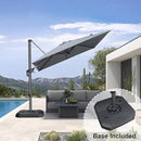PURPLE LEAF 8 Feet Square Cantilever Umbrella Patio Umbrella with Base Outdoor Umbrella Aluminum Offset with 360-degree Rotation for Garden Deck Pool Patio Light Grey by GreenHaven Gardens