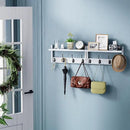 Coat Rack with Shelf Wall Mount, Entryway Bamboo Hanging Shelf, Set of 2, Wall Hook Rail for Hallway Décor, Storage Clothe, Hat, Robe, Key, Dog Leash (White+Black) by CozyNest Decor