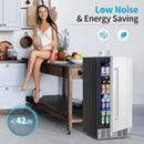 15 Inch Undercounter Beverage Refrigerator - 126 Cans Beverage Fridge with Stainless Steel Door for Beer Wine Soda - Built-in or Freestanding Wine Cooler for Home Kitchen Bar by CozyNest Decor