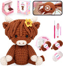Mewaii Crochet Kit for Beginners with 40% Extra Eco-Friendly Pre-Started Easy Yarn, Step-by-Step Video Tutorials for Adults and Kids (Highland Cattle) by TinyTreasures Baby Boutique