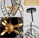 18" Crystal Globe Sputnik Chandelier, 6-Light Black Gold Modern Adjustable Hanging Ceiling Pendant Light Fixture for Entryway Foyer Stairway Bedroom Dining Living Room Hallway by CozyNest Decor