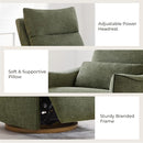 CHITA Swivel Rocker Recliner Chair, Power Nursery Glider Recliner, Nursery Rocking Chair with Adjustable Power Headrest, FSC Certified, Solid Wood Base, Moss Green by TinyTreasures Baby Boutique