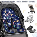 Pea Pod Baby Car Seat Head Support for Newborn, 2 in 1 Infant Car Seat Head Body Support for Boys Extra Soft Breathable Baby Car Seat Cushion Insert for Strollers, Swings, and Bouncers, Blue Space by TinyTreasures Baby Boutique