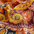 Boho Muslin Blanket for Adults 4-Layer Gauze 80 x 90 Inches Soft Cozy 100% Cotton Summer Cooling Blanket Geometric Floral Decor for Sofa Bed Coverlet Both Sides (A Boho Figure Orange, 80 x 90 in) by CozyNest Decor