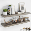 RICHFOCUS 40Inch Floating Shelves for Wall 2 Pack Shelves for Bedroom|Kitchen|Bathroom Wall Mounted Rustic Wood Floating Shelf with Invisible Brackets for Books|Storage|Decor, Grey by CozyNest Decor