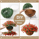 Artificial Faux Hanging Plants Flowers Basket Outdoor Porch Garden Spring Decoration, Fake Silk Daisy in Planter Realistic UV Resistant for Outside Home Patio Balcony Yard(Red) by GreenHaven Gardens