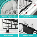 MAJALiS Dish Drying Rack in Sink -Expandable Stainless Steel Over Sink Dish Rack (11.3''-17''), Adjustable Capacity Dish Strainers for Kitchen Sink Counter with Utensil Holder, Black by CozyNest Decor