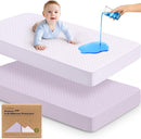 Waterproof Crib Mattress Protector Cover Fitted - 2-Pack Quiet Baby Crib Mattress Pad Sheets, 52" x 28" Soft Quilted Cotton Baby Sheet, Machine Washable, Easy Fit, Durable (Lilac/Quin) by TinyTreasures Baby Boutique