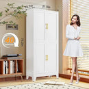 75.2" Tall Metal Pantry Cabinet, Kitchen Pantry Storage Cabinets with 4 Door and 4 Adjustable Shelves, White Storage Cabinet, Freestanding Cupboard for Kitchen Dining Room Living Room Bathroom by CozyNest Decor