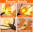 2 Pack 24 Inch Prelit Fall Maple Tree Fall Decor with 48 LEDs Timer Battery Operated Artificial Fall Light Up Tree Maple Acorn for Fall Thanksgiving Decorations Table Home Office Indoor Autumn Harvest by CozyNest Decor