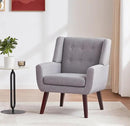 HUIMO Accent Chair Living Room Chair, Upholstered Button Tufted Armchair, Linen Fabric Sofa Chairs for Bedroom, Living Room, Mid Century Modern Comfy Reading Chair (Light Grey) by CozyNest Decor