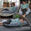 MOON PARK Pregnancy Pillows for Sleeping - Non Compressed Packaging, U Shaped Full Body Maternity Pillow with Removable Cover - Support for Back, Legs, Belly, HIPS - 57 Inch - Grey by TinyTreasures Baby Boutique