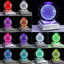 Qianwei Flower of Life Crystal Sphere with Led Colorful Lighting Touch Base, Sacred Geometry Crystal Ball Starlight Magic, Feng Shui Decor Laser Engraved Seek of Flower Inside A Sphere by GreenHaven Gardens