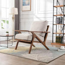 Wahson Mid Century Armchair, Accent Armchair, with Wood Frame and Canvas Cushions, Leisure Slipper Chair for Living Room/Bedroom, Beige by CozyNest Decor
