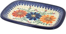 Blue Rose Polish Pottery Autumn Burst Small Rectangular Serving Platter by CozyNest Decor