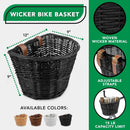 ProSource Wicker Bike Basket Front Cargo for Women and Men, Fits Most Bikes, Beach Cruiser, Stationary Bike, Ebike, Road Bike, Black by GreenHaven Gardens