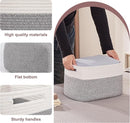 OIAHOMY 4 Pack Storage Baskets for Organizing, Basket for Shelves with Handle, Woven Baskets for Storage Toys, Towels, Books, Cotton Rope Basket 13" L x 9 " W x 7.8 " H, Grey & White by TinyTreasures Baby Boutique